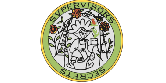 Circular podcast logo showing a stylised gardener sitting among flowers and plants, watering a young plant. The surrounding text reads “Supervisors’ Secrets,” reflecting the podcast’s gardening metaphor for doctoral supervision, support, and growth.